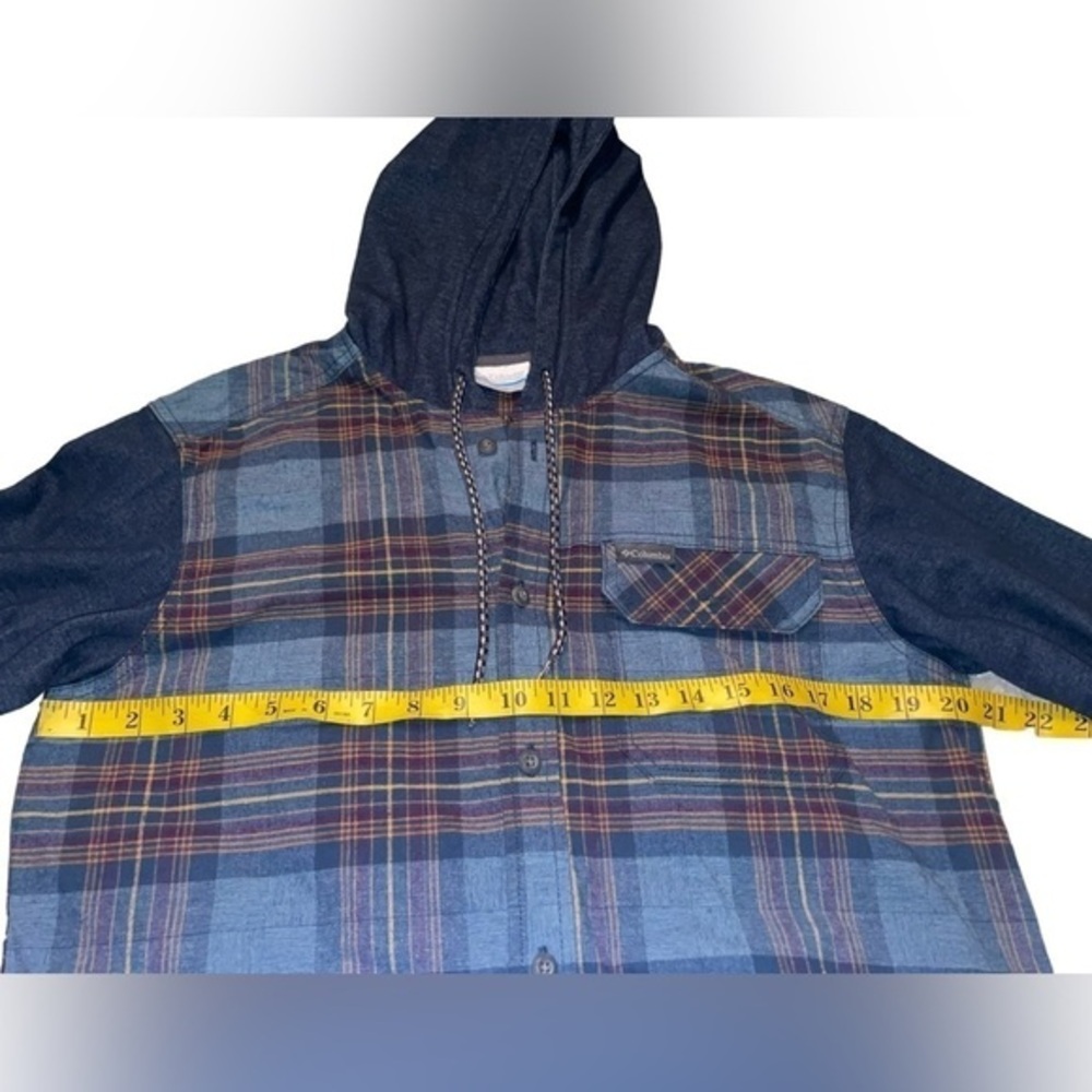 Columbia Plaid Long Sleeve Button Down Hooded Shirt Jacket size Small - Picture 3 of 9